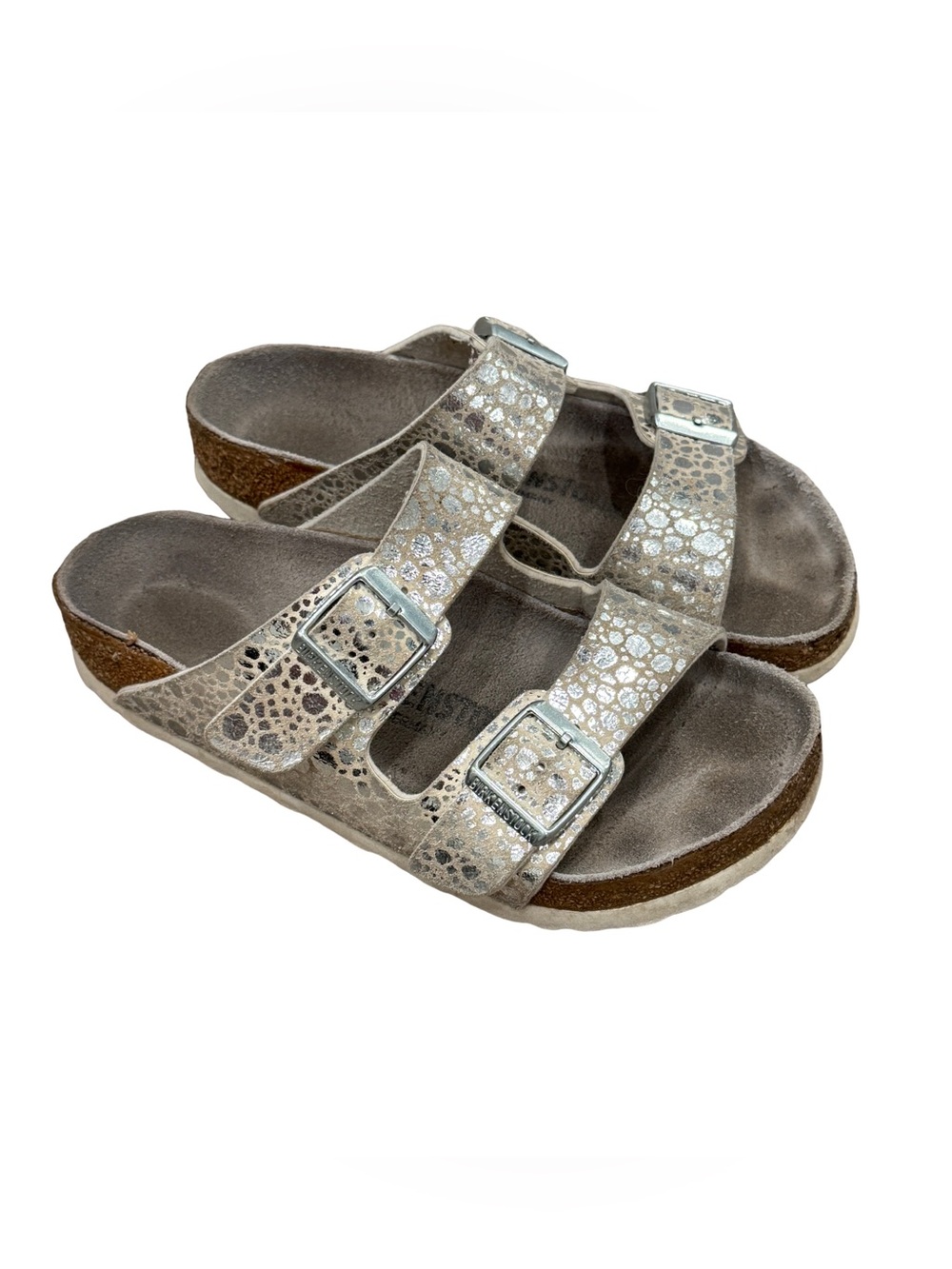 Birkenstock Arizona Slides Metallic Stones Silver Sandals EUR 35 US 4 4.5